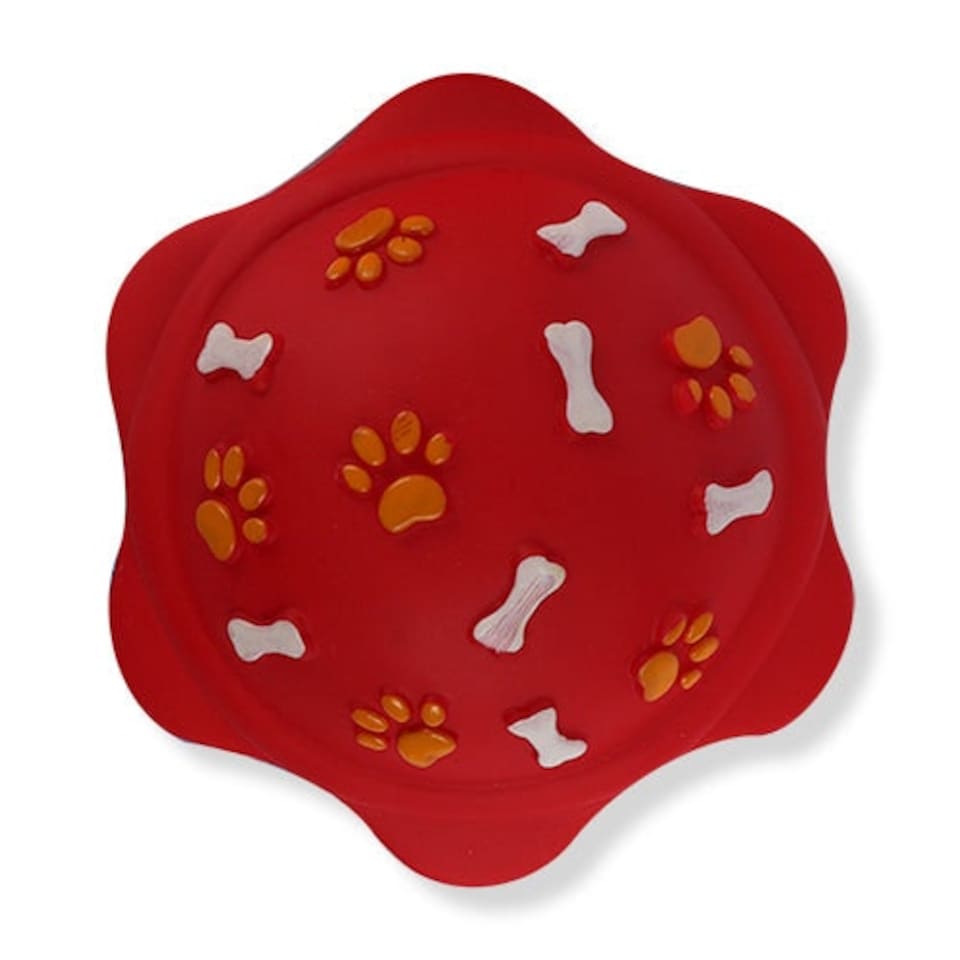 image 1 of Pet Touch Doggy Play Toy Round Patterned Rubber Balls