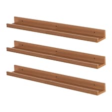 Harbour Housewares Floating Picture Ledge Shelves - 57cm - Brown - Pack of 6