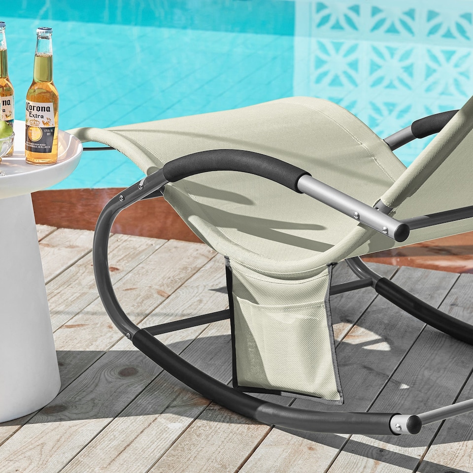 image 1 of SoBuy OGS28-MIX2,Set of 2 Outdoor Garden Rocking Sun Lounger Recliner Relaxing Chair
