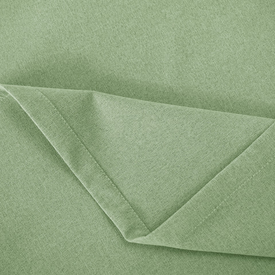 image 1 of Olive Green Linen Blackout Eyelet Curtains - 46x54 Inch Drop - 2 Panel | Green | One Size