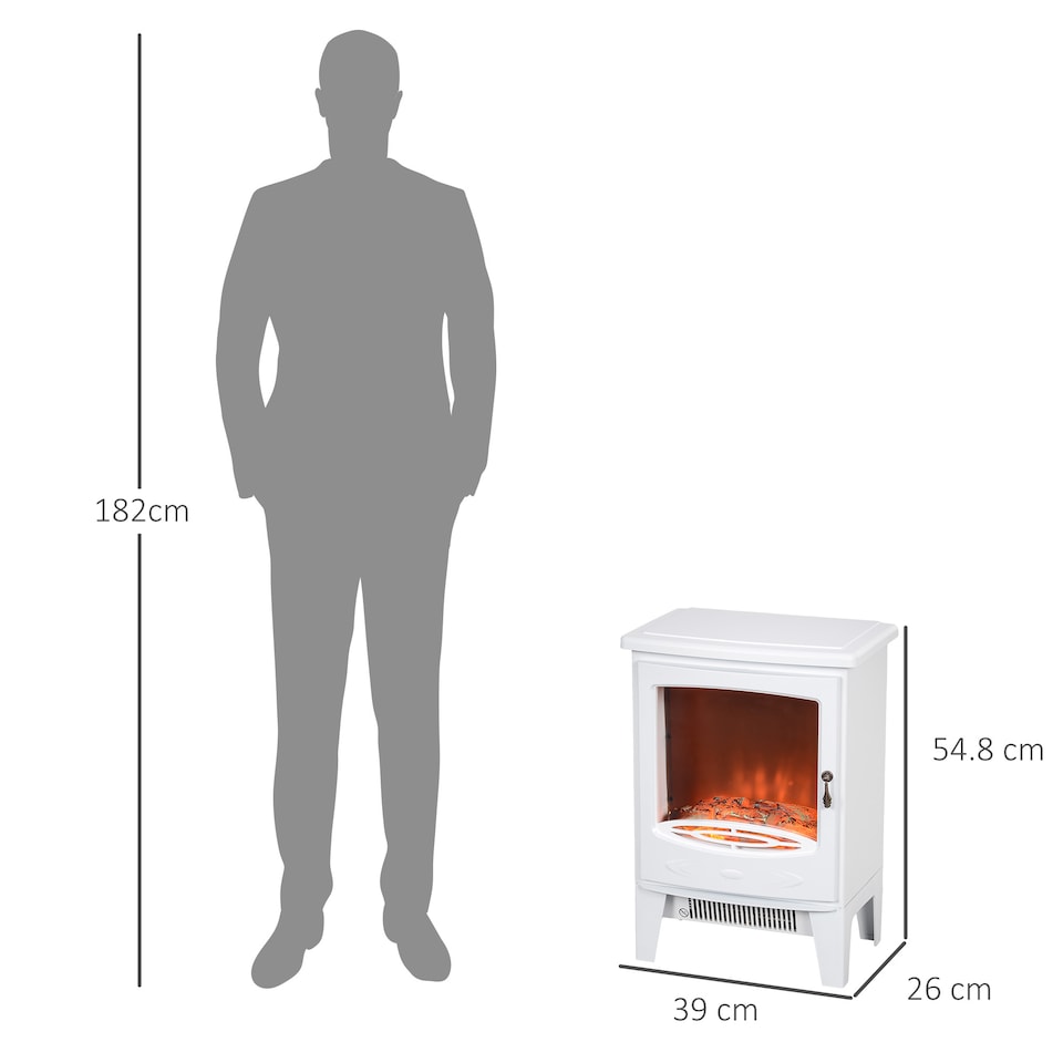 image 1 of HOMCOM Electric Fireplace Freestanding w/Realistic Flame Effect, White