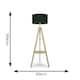 image 3 of ValueLights Morrigan Wooden Tripod Floor Lamp Forest Green Shade Green