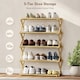 image 6 of HOMCOM 5-Tier Bamboo Shoe Rack, Folding Shoe Shelf, No Assembly, Portable Storage Organiser for Entryway, Hallway, Living Room, Small Space, Holds up to 15 Pairs, Natural | Brown | Natural wood finish