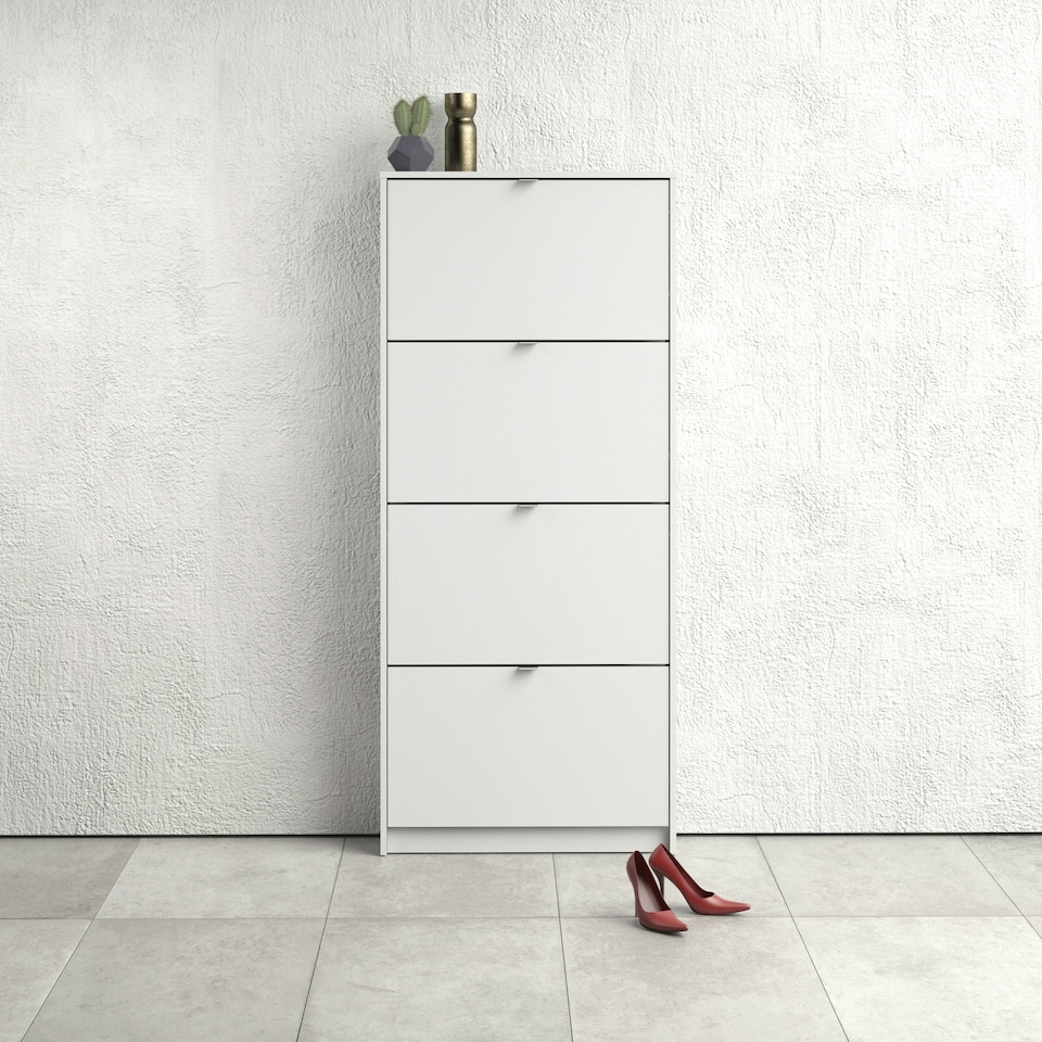 image 1 of Shoes Shoe Cabinet 4 Flip Down Doors and 1 layer in White