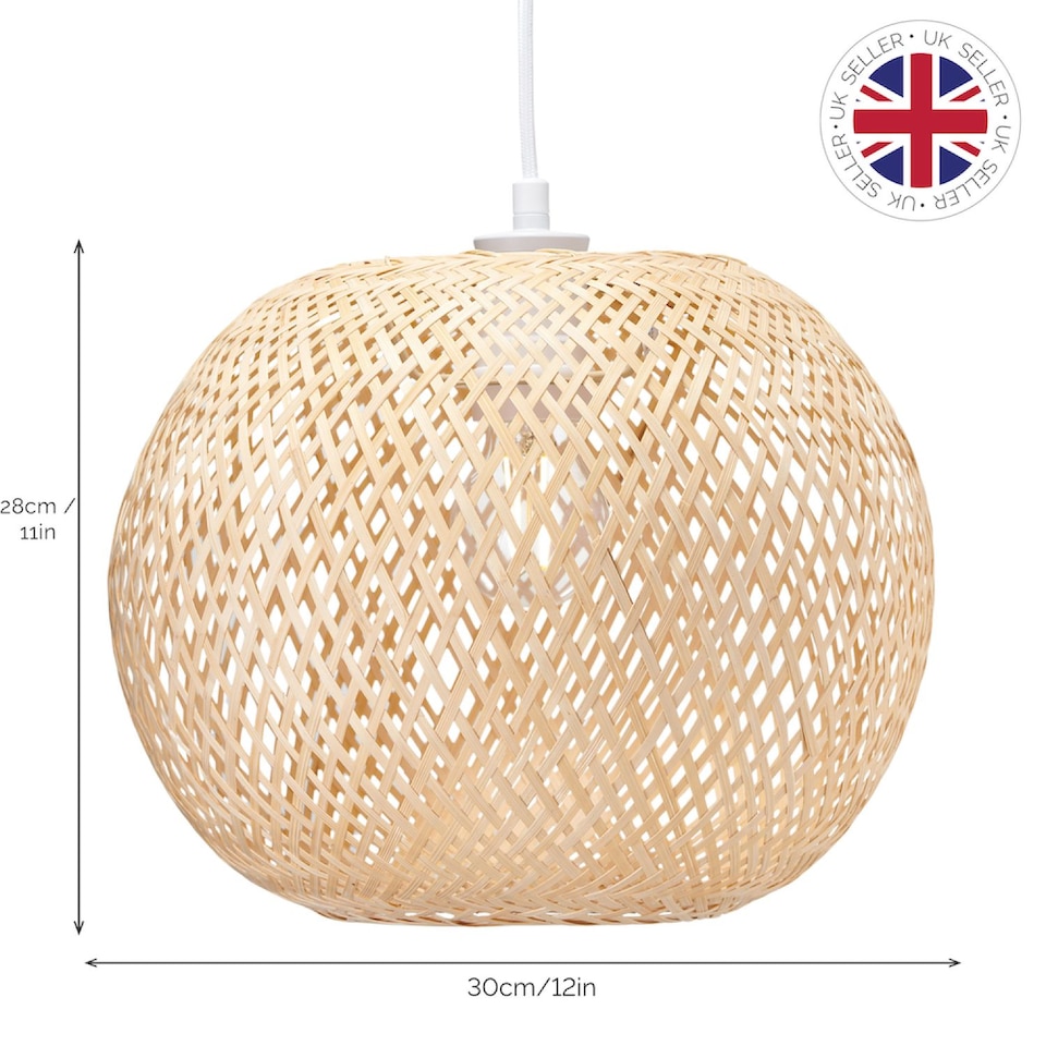 image 1 of Modern Spherical Cage Design Bamboo Strapping Pendant Lamp Shade | Brown | Brown | 1