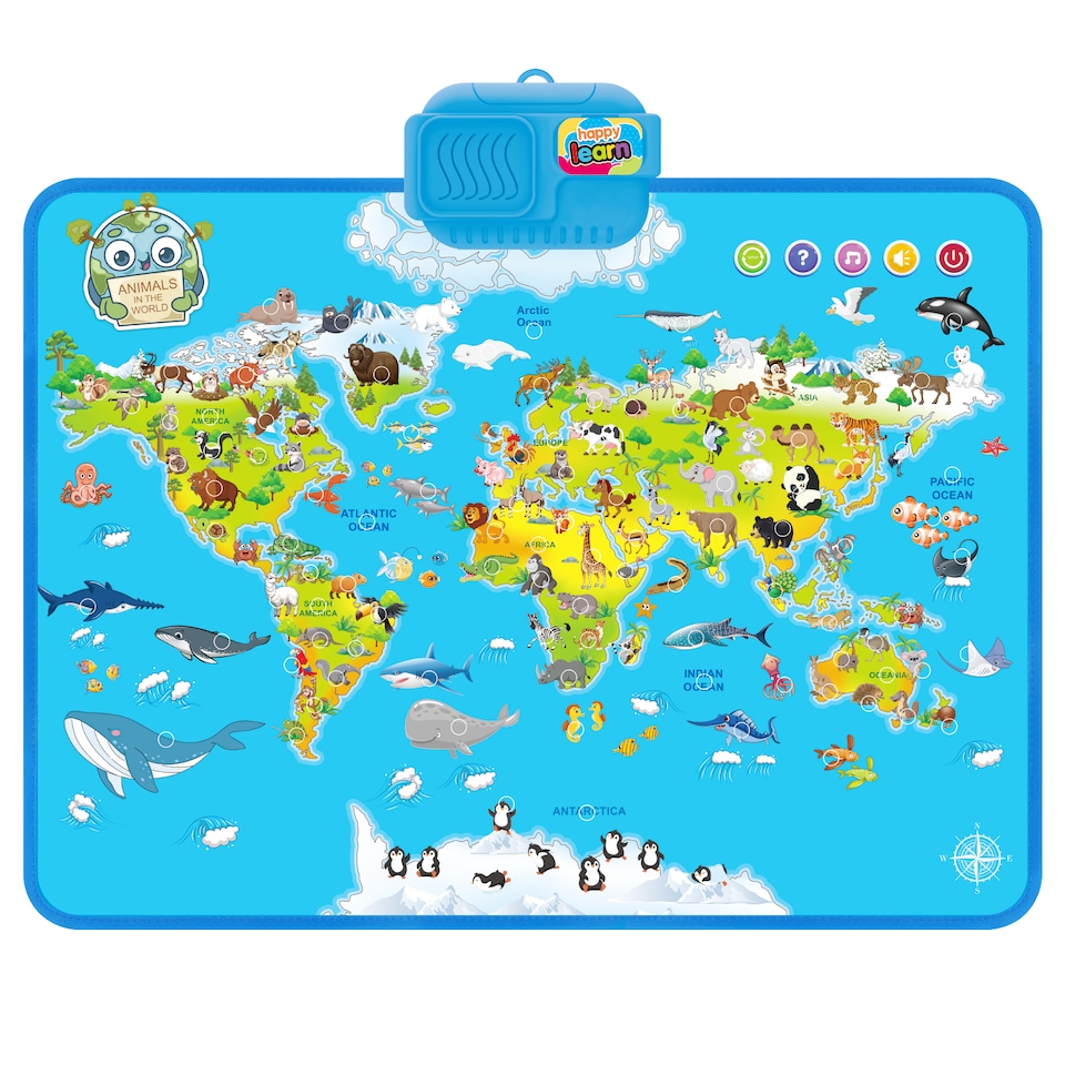 image 1 of Interactive Talking World Animal Map for Kids Animal Sounds & Facts-Educational Touch Poster Toy