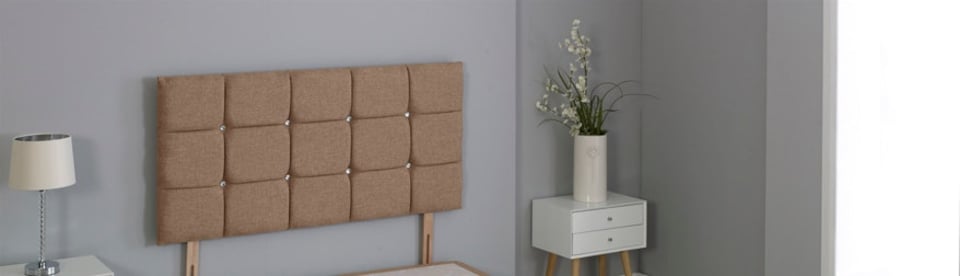 Brown Linen Cube Headboard | Brown | 4FT6 Double 20"inch Headboard