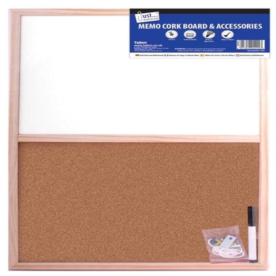 image 1 of Tallon Just Stationery 400x600mm Split White/Cork Board