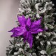 image 3 of 76cm Purple Velvet Poinsettia Stem with Glitter Christmas Decoration