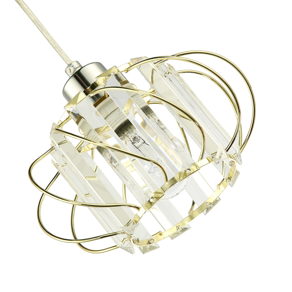 image 1 of Modern Pendant Lamp Shade with Clear Acrylic Rectangular Prims and Gold Frame | Gold