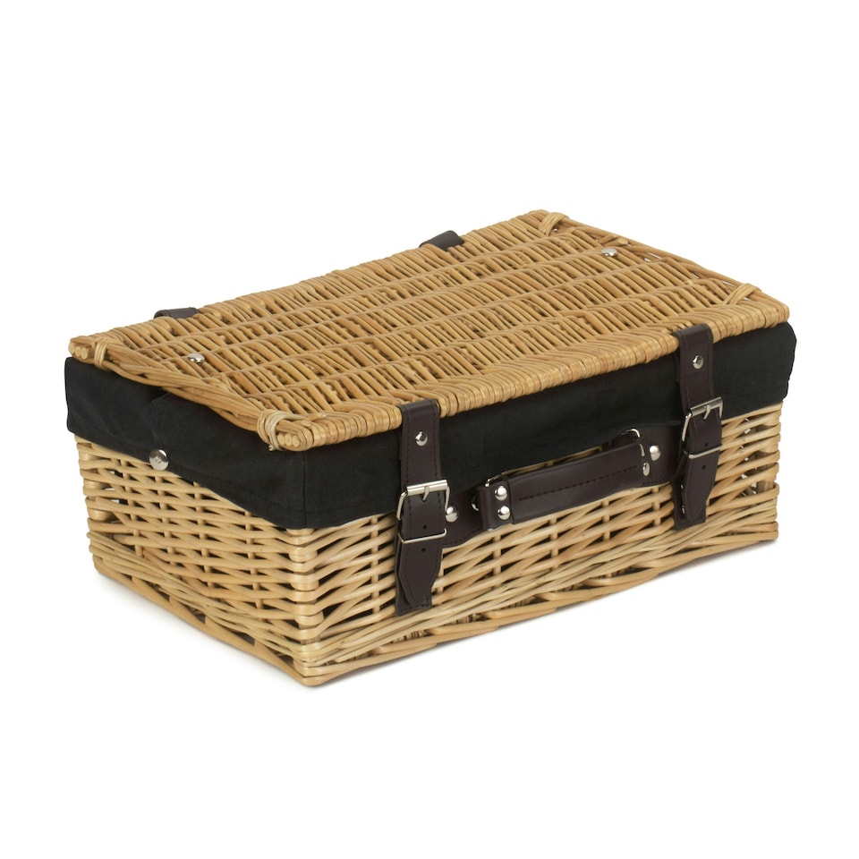 image 1 of 36cm Wicker Picnic Basket with Lining Black | Black | One Size