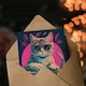 image 3 of Cat Lover DJ Decks Kitty Pink Blue Design Her Birthday Card