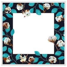 Watercolour blue leaf frame (Picture Frame) White | XL