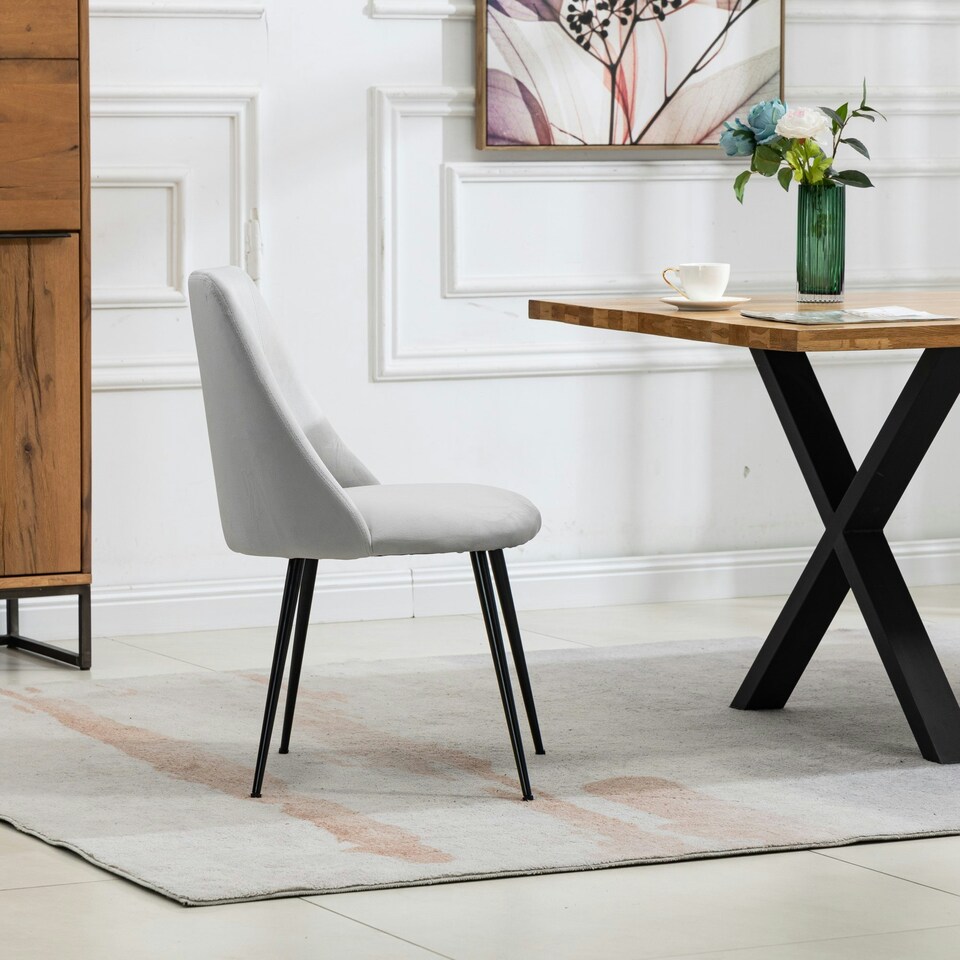 image 1 of Morandi Velvet Dining Chairs - Set of 2 - Silver