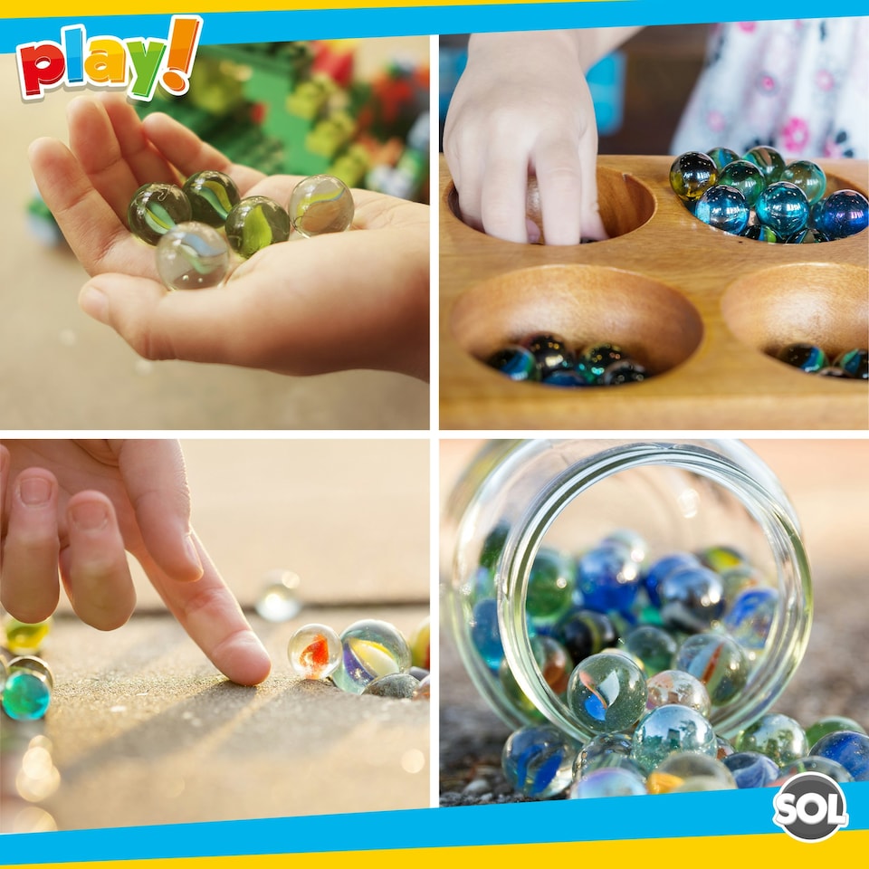 image 1 of SOL 100pk Marbles for Kids, Traditional Glass Marbles in Assorted Colours
