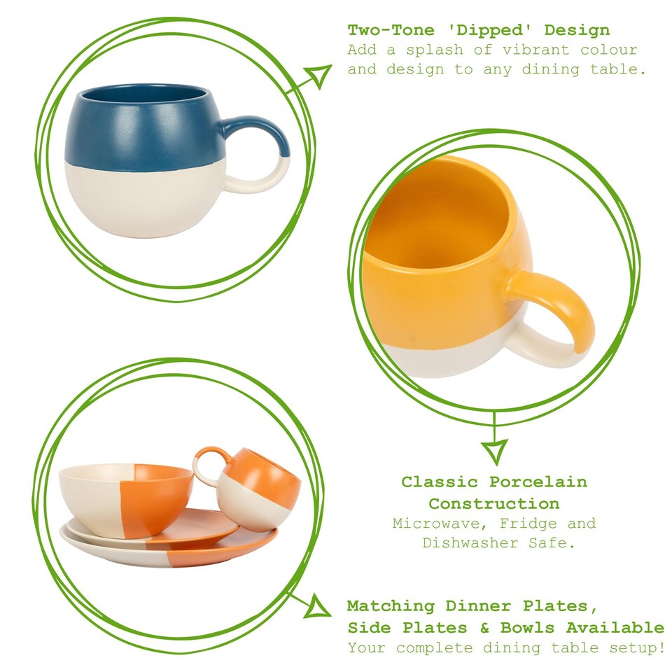 image 1 of Nicola Spring Dipped Stoneware Sphere Mugs - 340ml - Burnt Orange - Pack of 4 | Orange | Burnt Orange