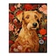 image 3 of Bright Bold Flowers Golden Terrier Dog Black Framed Wall Art Print A4