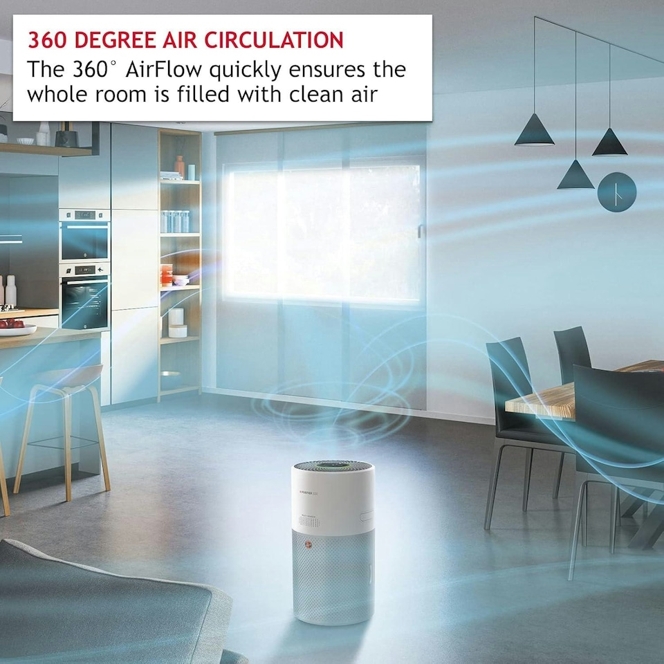 image 1 of Hoover 300 Air Purifier with Fast Acting H-TRIFILTER Bluetooth-Enabled White