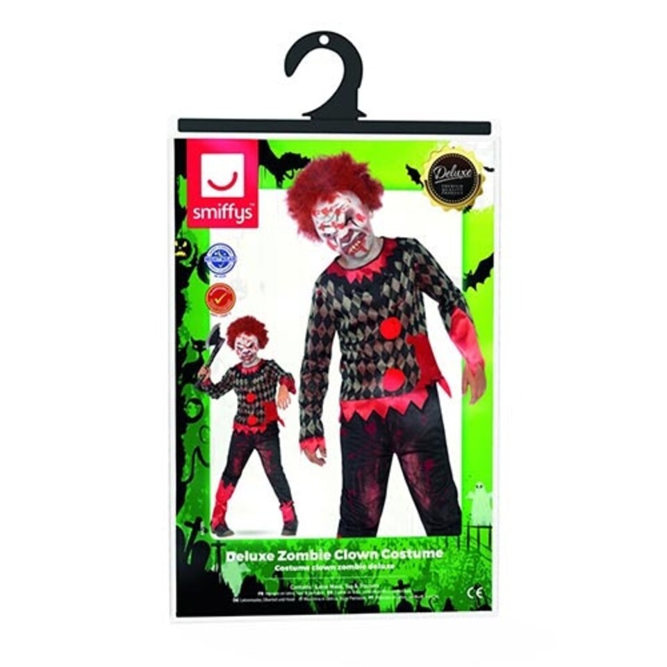 image 1 of Zombie Clown Deluxe Fancy Dress Costume Kids Unisex Large - Age 10-12