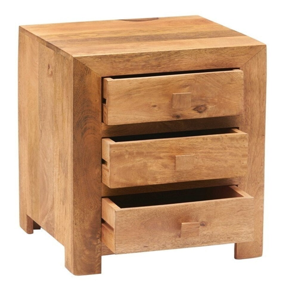 image 1 of Toko Light Mango 3 Drawer Bedside - Solid Mango Wood - L40 x W42 x H62 cm
