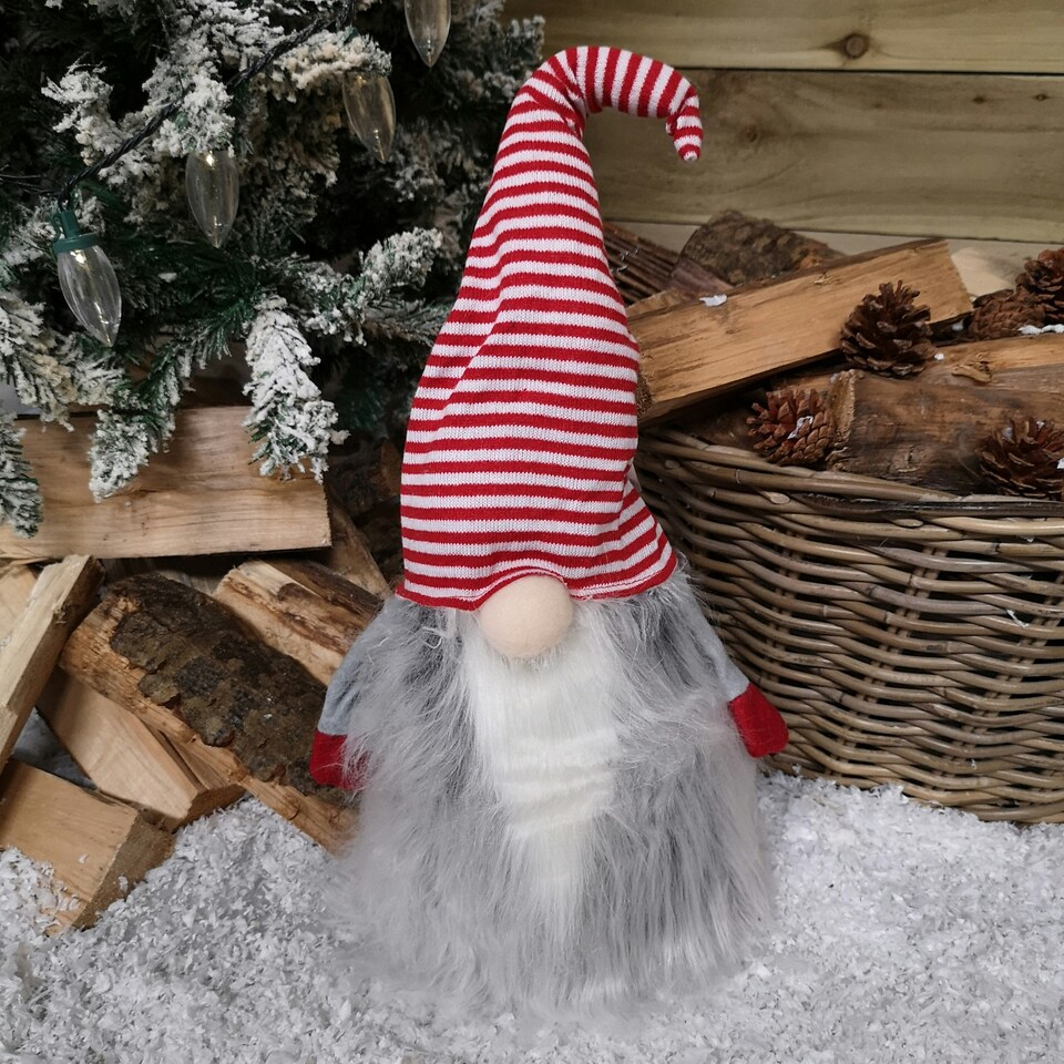 image 1 of 52cm Festive Gonk Cuddly Santa Indoor Christmas Plush Decoration in Striped Hat