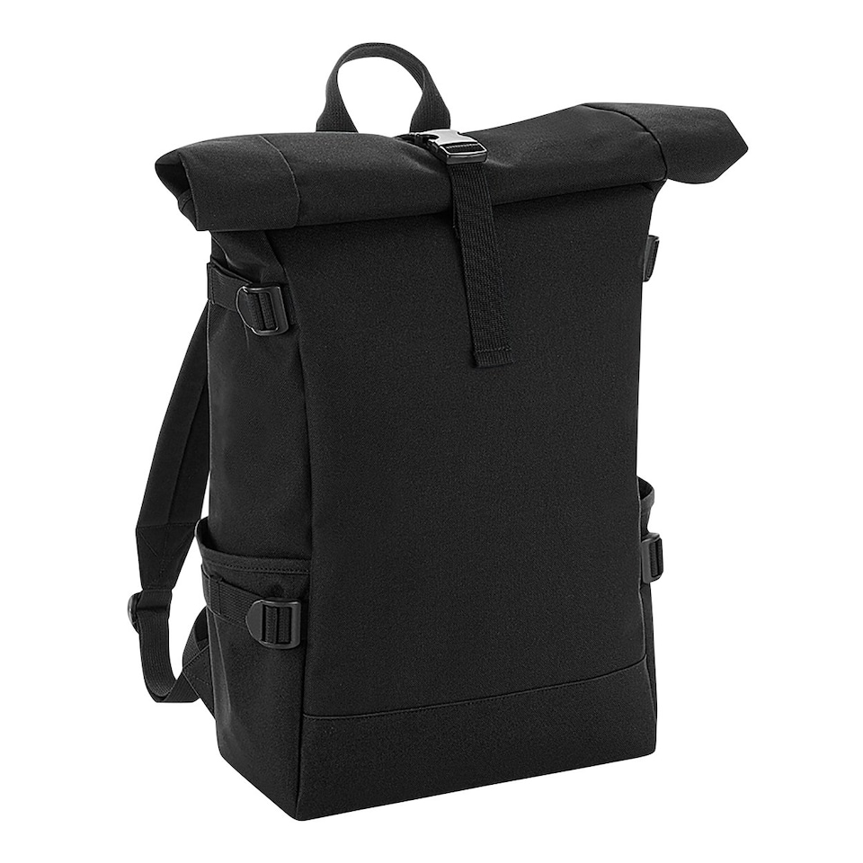 image 1 of BagBase Block Roll-Top Backpack - Black/Black - One Size