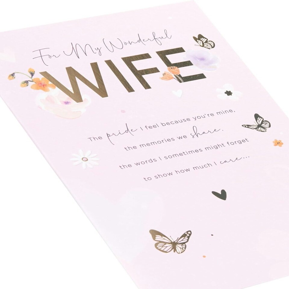 image 1 of Pink & Gold Design Wife Birthday Card