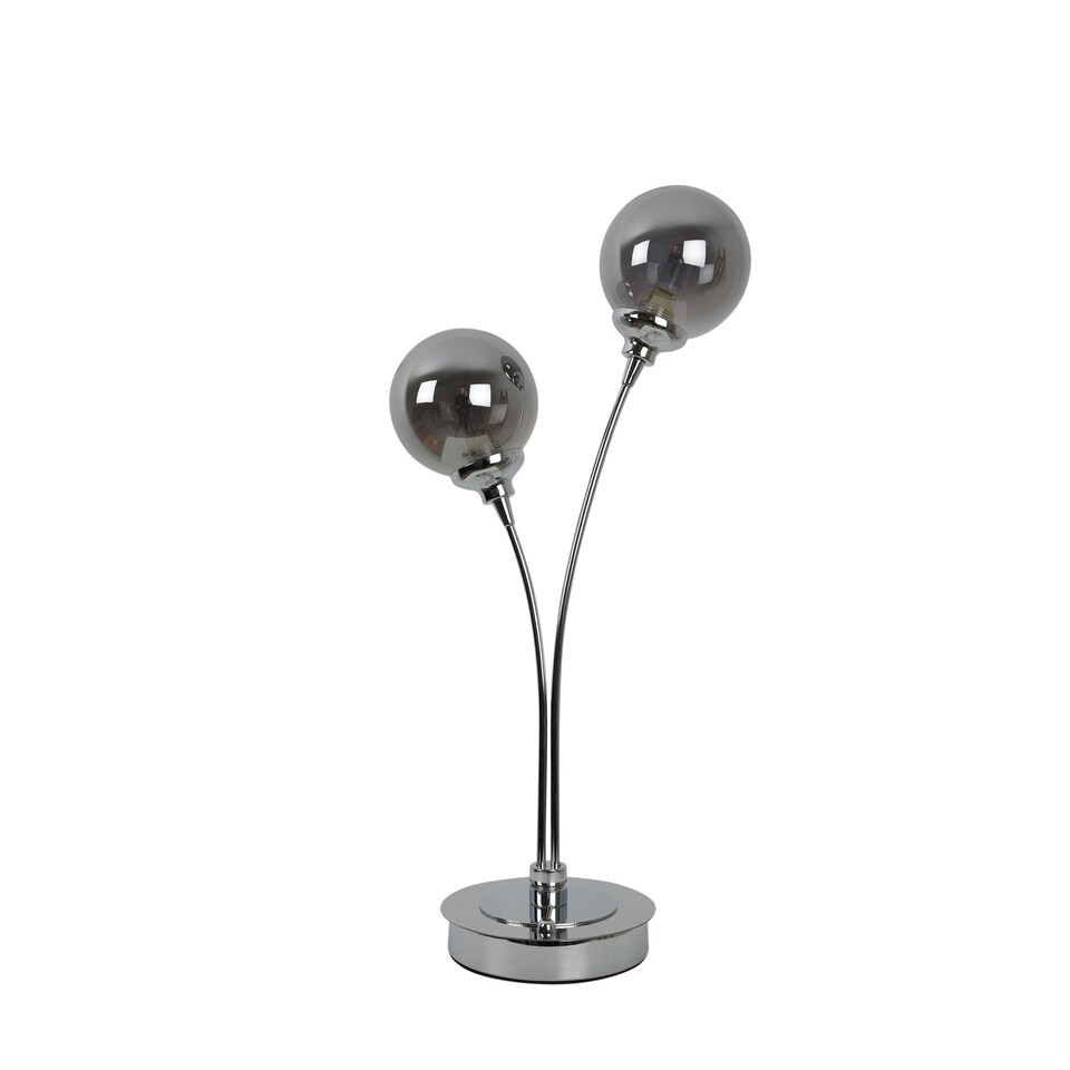 image 1 of Bungo 2 Light Polished Chrome & Smoked Glass Table Lamp