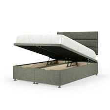 Slate Linen Ottoman Base and Milan Headboard Single N/A