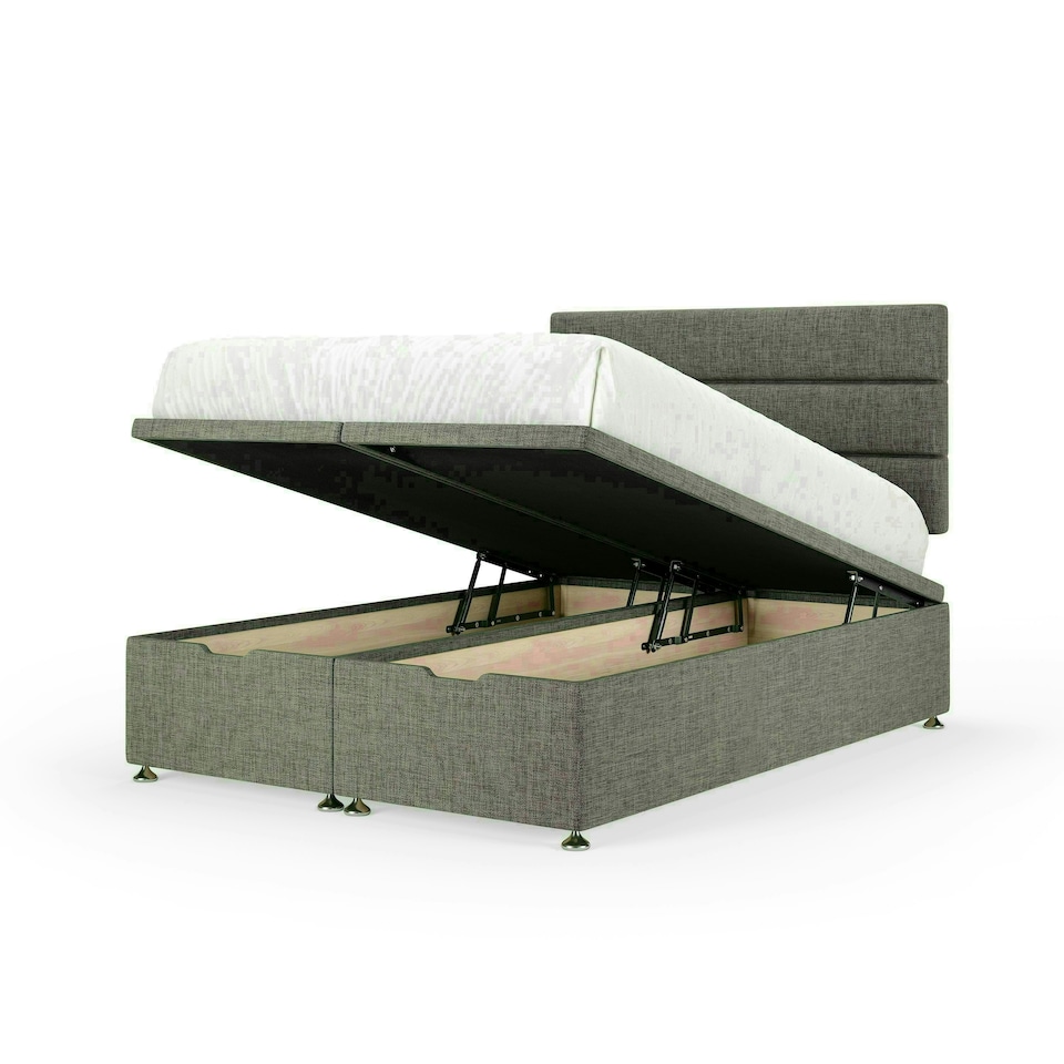Slate Linen Ottoman Base and Milan Headboard Single N/A