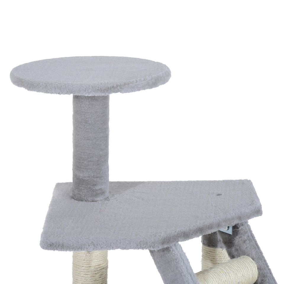 image 1 of PawHut 125cm Cat Tree for Indoor Cats, Kitten Scratching Post, Grey