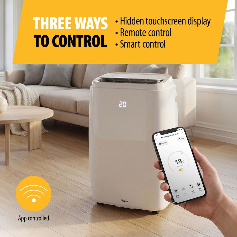 image 1 of Smart Air Conditioner - 14000 BTU - Energy Class A - Wi-Fi & App Controlled - Tristar AC-5791BS