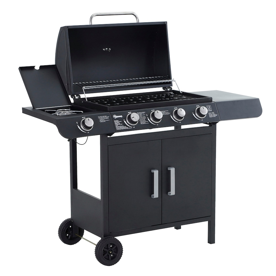 image 1 of Outsunny Gas BBQ Grill 4 + 1 Stainless Steel Burner Garden Barbecue Cooker