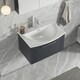 image 3 of Retro 1 Drawer Wall Hung Vanity Unit with Curved 1 Tap Hole Ceramic Basin - 600mm - Satin Dark Grey - Balterley Grey