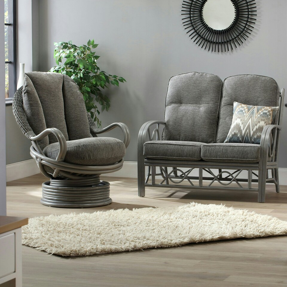 image 1 of Desser Bali Grey Rattan 2 Seater Sofa Set in Slate - Conservatory Sofa Suite