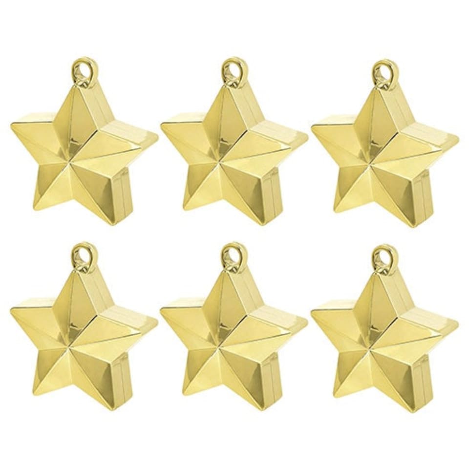 Gold Star Balloon Weights - Pack of 6