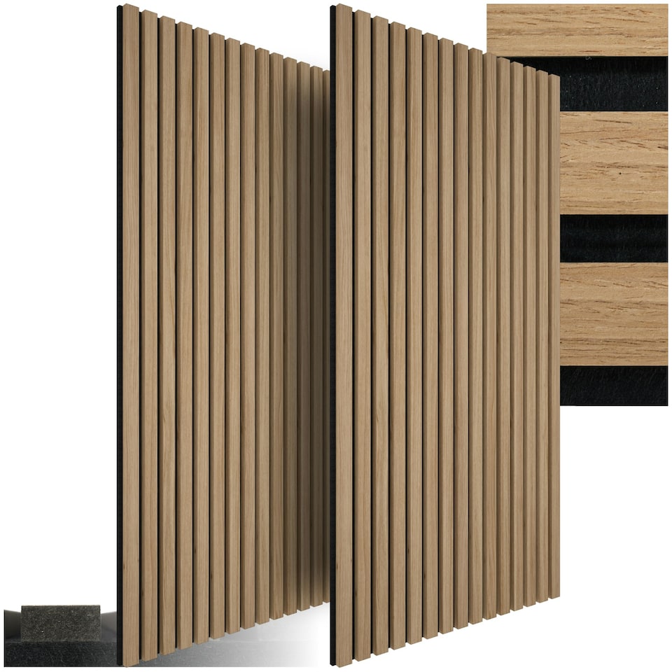 image 1 of Acoustic Wall Panels - wood effect, thick felt, easy to install - Light Oak, Set of 2