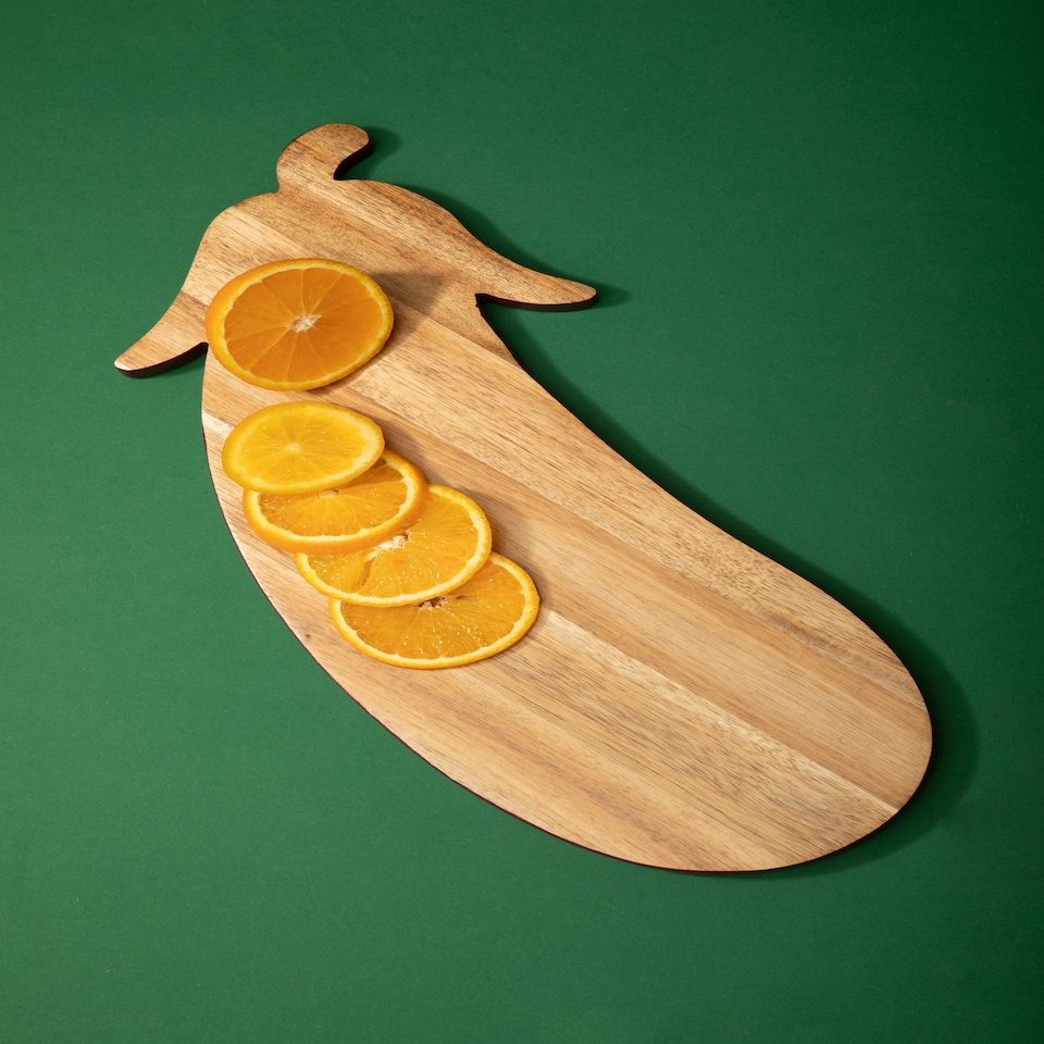 image 1 of Interiors by Premier Aubergine Design Chopping Board with Brown Edge, Acacia Wood Cutting Board For Kitchen, Wooden Chopping Board