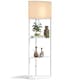 image 1 of HOMCOM Corner Modern Floor Lamp with Shelves for Living Room, Bedroom, White