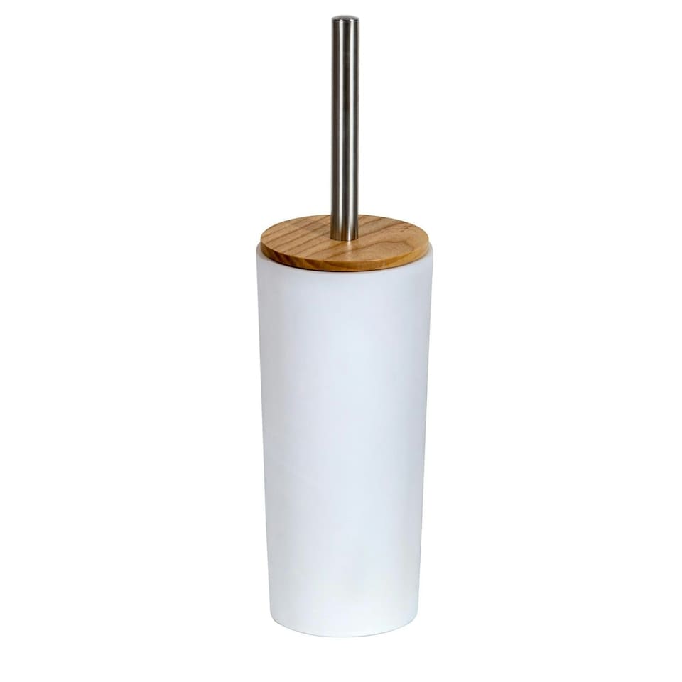 image 1 of Showerdrape Sonata White & Bamboo Toilet Brush & Holder