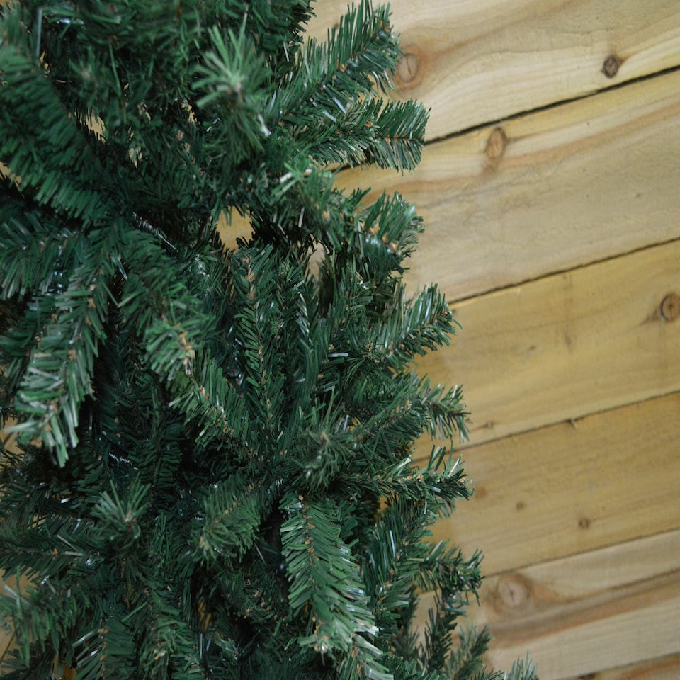 image 1 of 2.2m (7.5ft) Premier Plain Green Spruce Pine Slim Christmas Tree with Stand