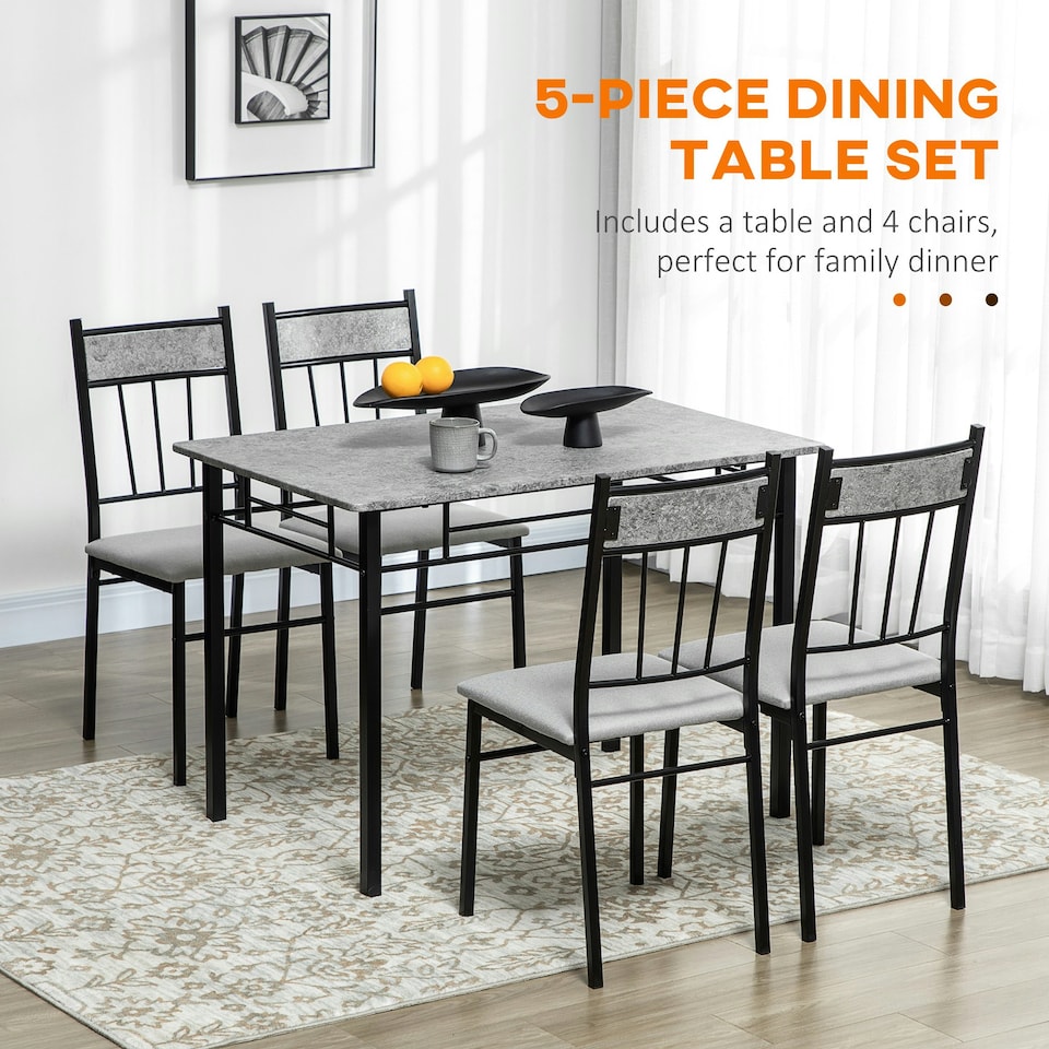 image 1 of HOMCOM 5 Pieces Dining Room Sets, Kitchen Table and Chairs Set 4