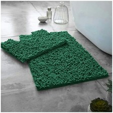 VELVETIO Loop Bath Set Anti Slip Water Absorbent Soft Bathroom Rugs Green | Dark Green