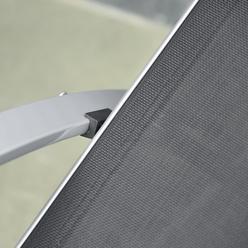 image 1 of Outsunny 3 Pieces Sun Lounger Chair Set, Metal Frame Outdoor Garden Recliner Chairs with Glass-Top Side Table and Armrests for Patio, Black