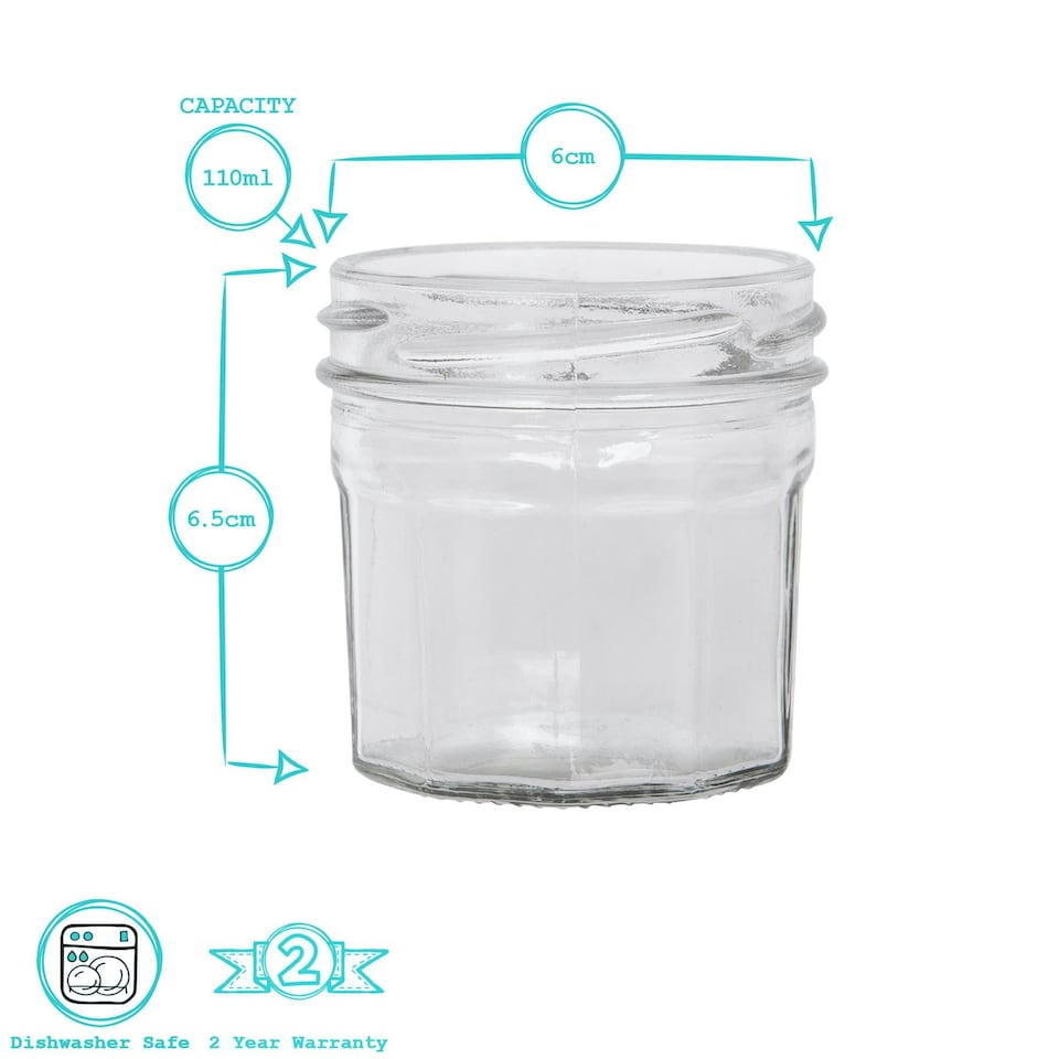 image 1 of Argon Tableware Glass Jam Jars - 90ml - Pack of 6 - Lids Not Included