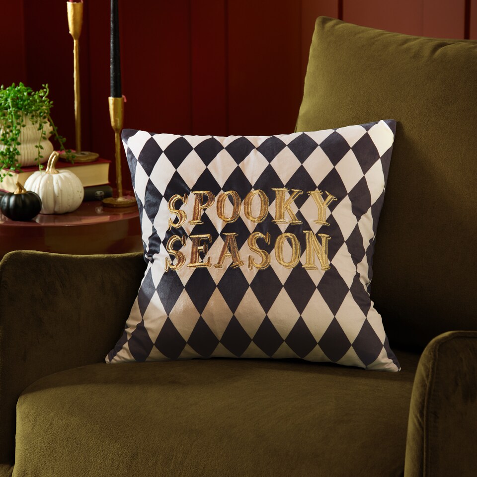 image 1 of Furn Spooky Season Velvet Halloween Cushion