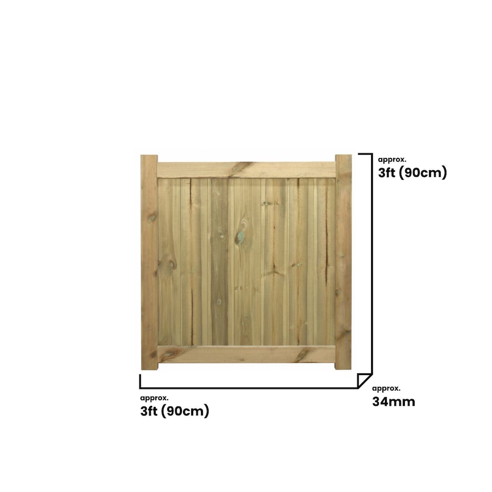 image 1 of Ultimate T&G Gate 3ft x 3ft Vertical Smooth-Planed Fully Framed Treated Door