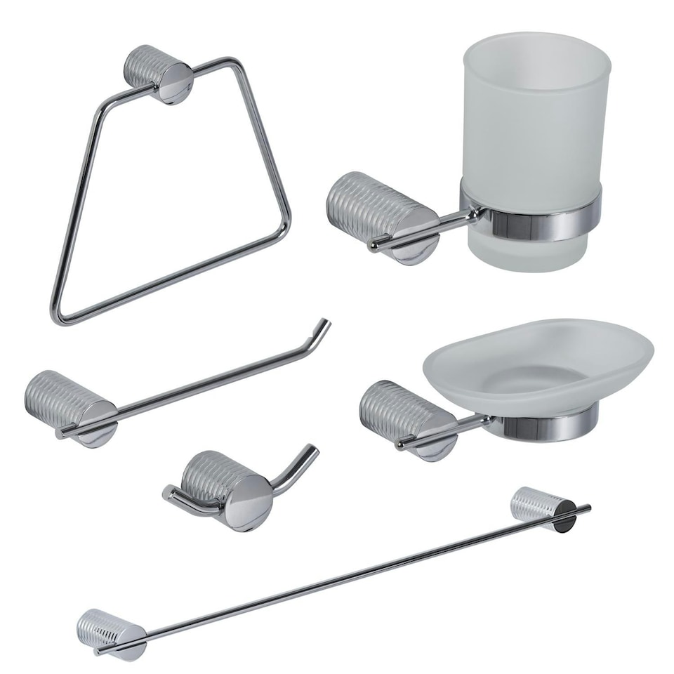 image 1 of Showerdrape Vitality Chrome Stainless Steel Wall Mounted 6 Piece Bathroom Accessory Set