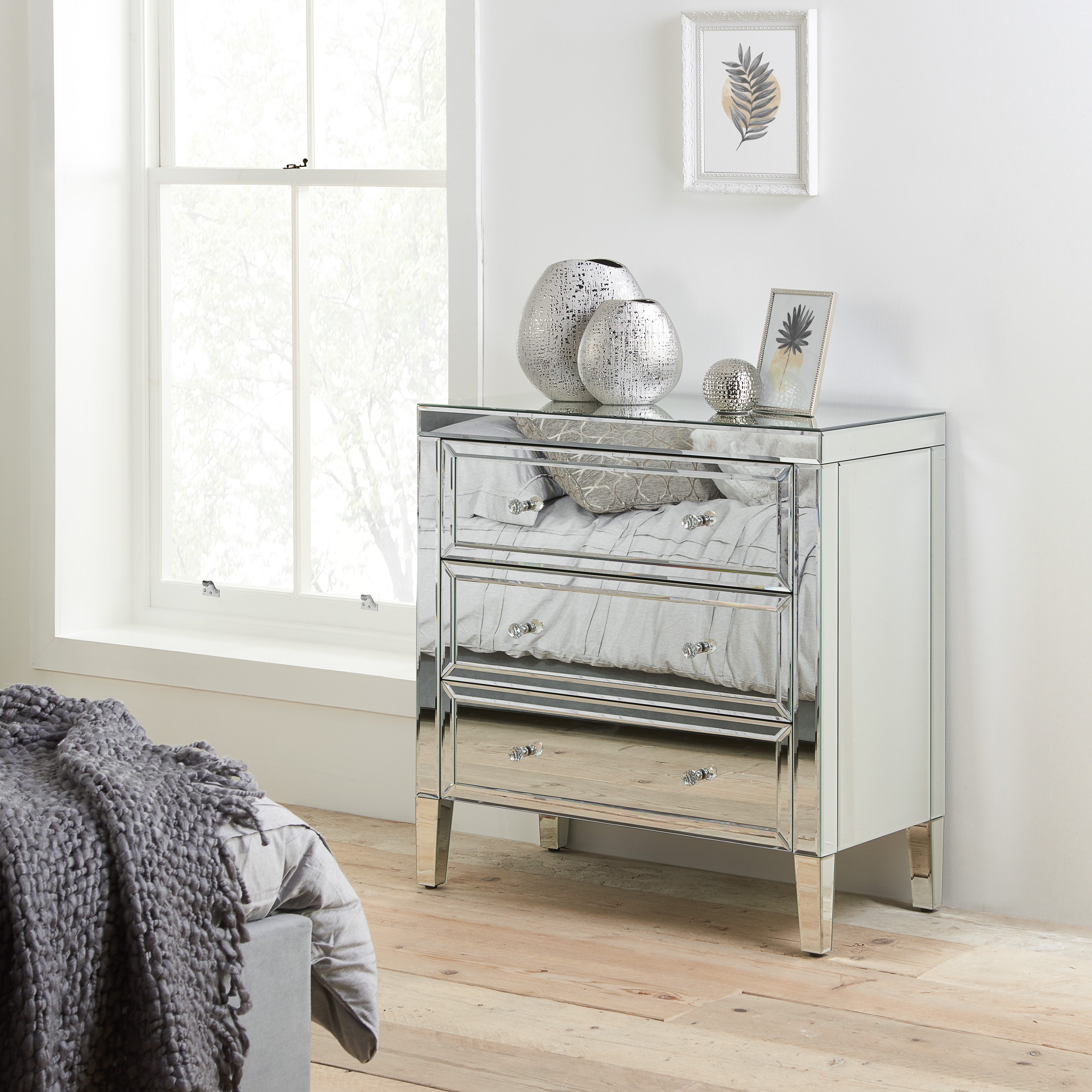 Birlea Valencia 3 Drawer Chest, Clear