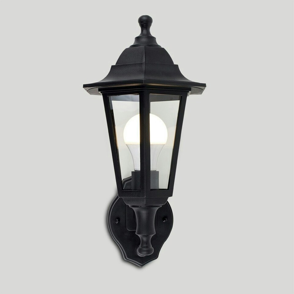 image 1 of ValueLights Mayfair Black Outdoor Wall Lantern With Dusk To Dawn Sensor
